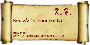 Kocsák Henrietta névjegykártya