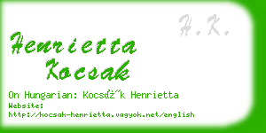 henrietta kocsak business card